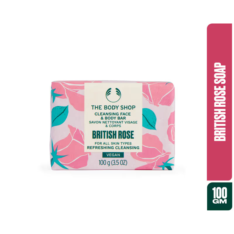 THE BODY SHOP BRITISH ROSE CLEANSING FACE & BODY BAR 100G - Kunchals