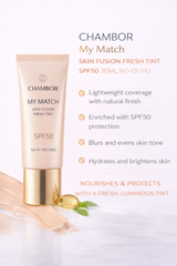CHAMBOR MY MATCH SKIN FUSION FRESH TINT SPF50 30ML NO-01 IVO - Kunchals