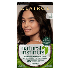Clairol Natural Instincts Semi-Permanent No Ammonia Hair Dye 3 Darkest Brown