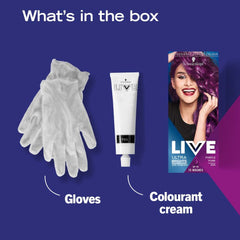 Schwarzkopf LIVE Ultra Brights Purple Punk Semi-Permanent Hair Dye 094, Purple Hair Dye for Bright or Pastel Hair Colour, Vibrant Colour Lasts up to 15 Washes