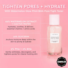Glow Recipe PHA + BHA Face Toner - Skin Care Toner, Pore Minimizer & Gentle Face Exfoliant - Exfoliating, Soothing, Tightening & Hydrating Toner with Hyaluronic Acid & Watermelon (40ml) (Mini) (Mini)