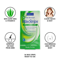 BEAUTY FORMULAS ALOE VERA HAIR REMOVER 36 WAX STRIPS
