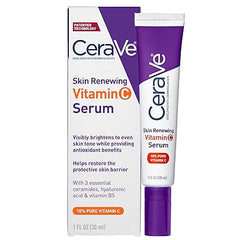 CeraVe Vitamin C Serum with Hyaluronic Acid, Skin Brightening Serum for Face with 10% Pure Vitamin C, Fragrance Free, 1 Fl. Oz