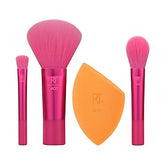 Real Techniques Limited Edition Mini Holidaze Brush + Sponge Kit, Makeup Brush & Makeup Blending Sponge Set, For Foundation, Powder, & Eyeshadow, Travel Makeup Tools, 4 Piece Gift Set