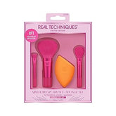 Real Techniques Limited Edition Mini Holidaze Brush + Sponge Kit, Makeup Brush & Makeup Blending Sponge Set, For Foundation, Powder, & Eyeshadow, Travel Makeup Tools, 4 Piece Gift Set