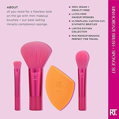 Real Techniques Limited Edition Mini Holidaze Brush + Sponge Kit, Makeup Brush & Makeup Blending Sponge Set, For Foundation, Powder, & Eyeshadow, Travel Makeup Tools, 4 Piece Gift Set