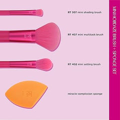 Real Techniques Limited Edition Mini Holidaze Brush + Sponge Kit, Makeup Brush & Makeup Blending Sponge Set, For Foundation, Powder, & Eyeshadow, Travel Makeup Tools, 4 Piece Gift Set