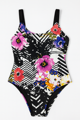 FLORAL GEO PRINT ONE-PIECE SWIMSUIT