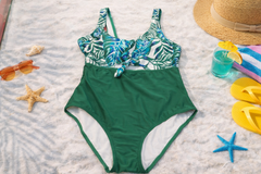 Emerald Tropics Knot-Front One-Piece Swimsuit