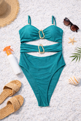 • Aqua Teal Sculpt Cut-Out Swimsuit