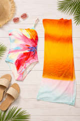 Sunrise Canvas One-Shoulder Swimsuit & Sarong Set