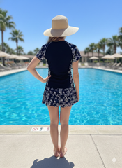 Black Flora Summer Swim Outfit
