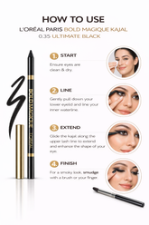 LOREAL PARIS BOLD MAGIQUE KAJAL 0.35 ULTIMATE BLACK - Kunchals