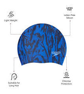SPEEDO LONG WEAR HAIR CAP SWIM CAP BLUE/PURPLE