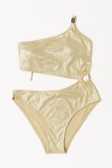 Golden Aura One-Shoulder Bikini