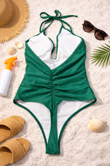 Emerald Halter Neck One-Piece Swimsuit
