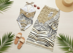 Safari Muse Halter One-Piece with Wrap Sarong