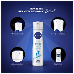 Nivea Fresh Natural Women Deodorant - Long Lasting Freshness & 48h Protection, 150 ml