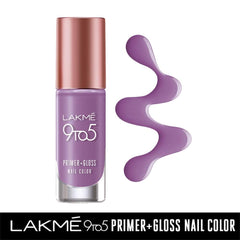 Lakmé 9 to 5 Primer + Gloss Nail Colour, Lilac Link, 6 ml