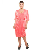 Eva Paris-2 Pes Set Nighty With Gawn Dark Peach Night Wear-K75-3349