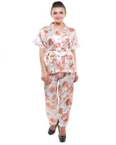 Eva Paris-2 Pes Set Full Pajam With Cream+Print Night Suit-K75-3352