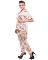 Eva Paris-2 Pes Set Full Pajam With Cream+Print Night Suit-K75-3352