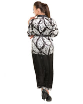 Eva Paris-3 Pes Set Full Pajam With Black+White Night Suit-K75-3353