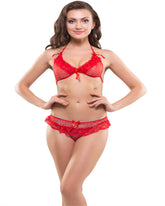 Eva Paris-2 Pes Set Fancy Bikni Set Red Night Wear-K75-3359