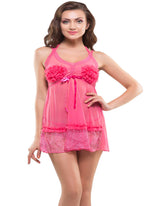 Eva Paris-2 Pes Set Fancy Baby Doll Pink Night Wear-K75-3363