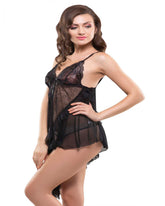 Eva Paris-2 Pes Set Fancy Baby Doll Black Night Wear-K75-3376