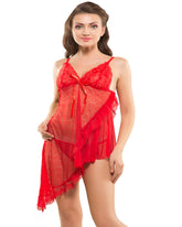 Eva Paris-2 Pes Set Fancy Baby Doll Red Night Wear-K75-3376