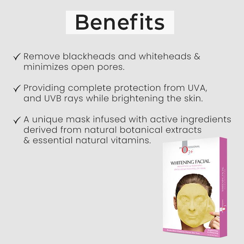 O3+ Whitening Facial Kit With Brightening & Whitening Peel Off  Mask 40gm