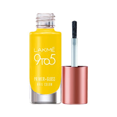 Lakme 9 to 5 Primer + Gloss Nail Colour, Yellow Submarine, 6ml