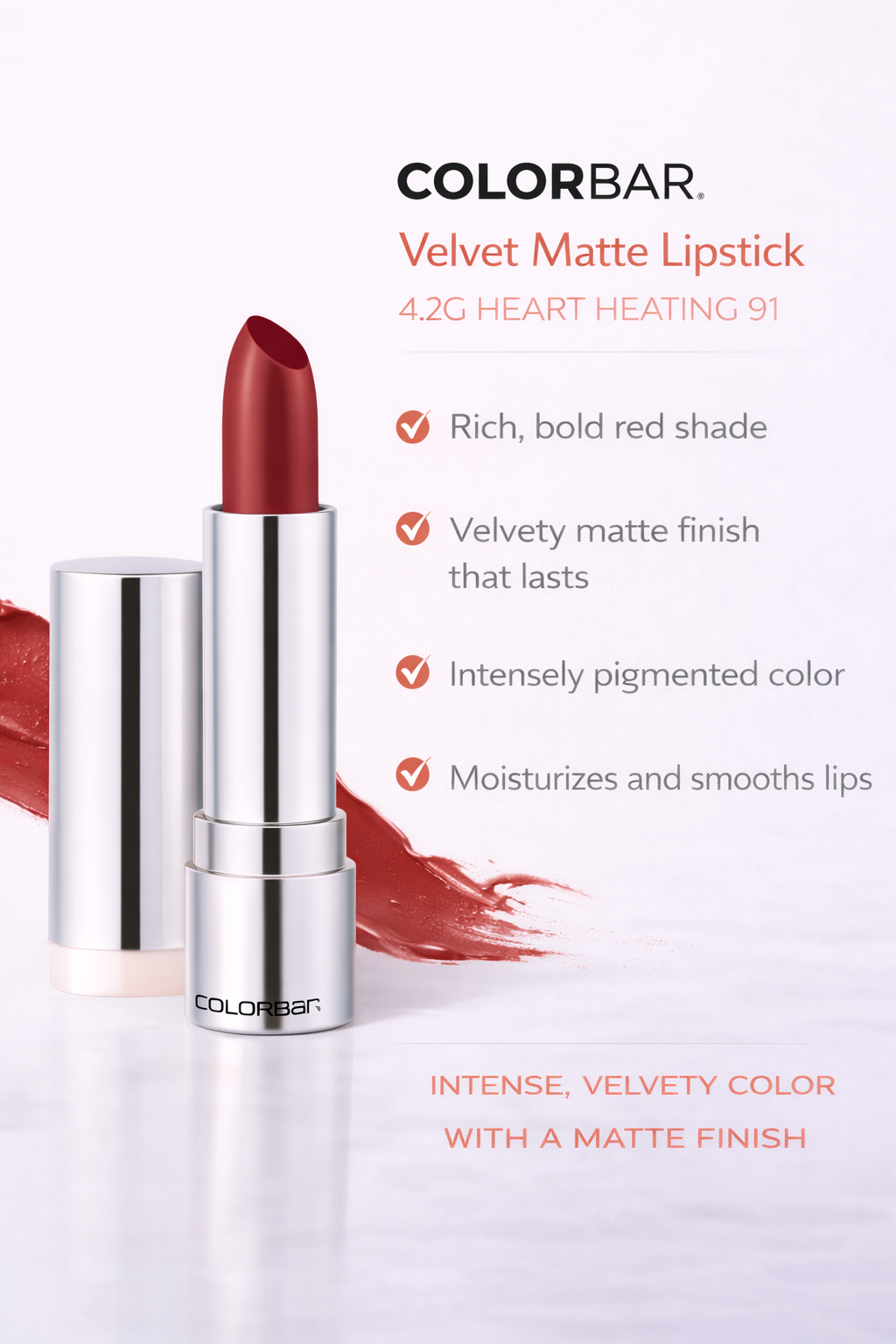 COLORBAR VELVET MATTE LIPSTICK 4.2G HEART HEATING 91 - Kunchals