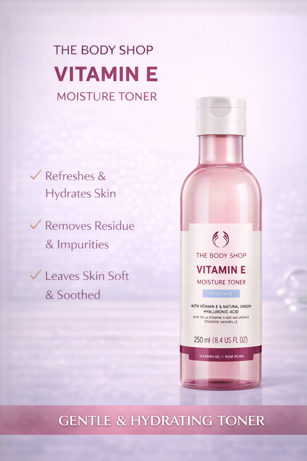 THE BODY SHOP VITAMIN E MOISTURE TONER HYDRATE 250ML - Kunchals