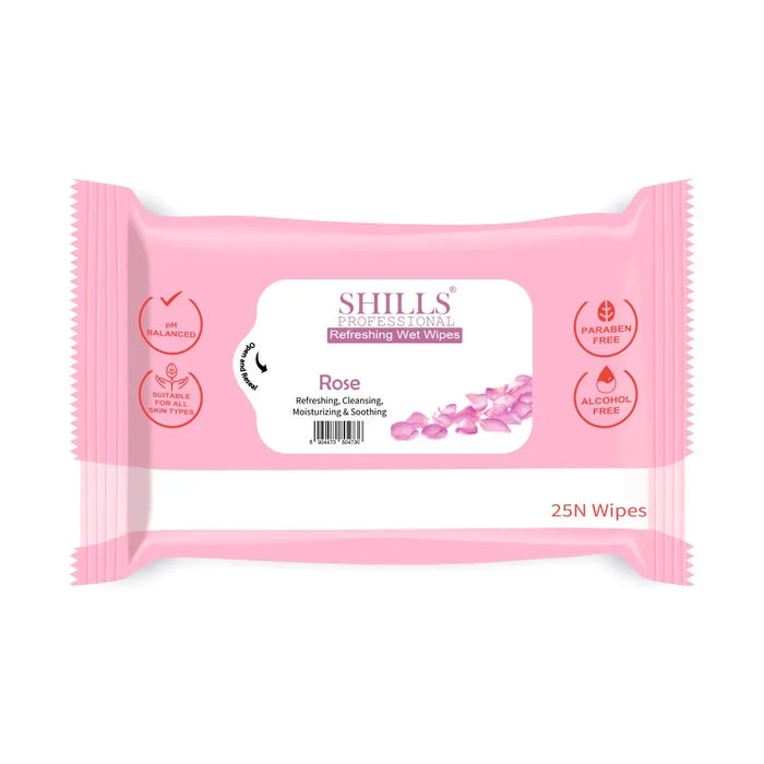 SHILLS Professional Refreshing Wet Wipes – Rose, 25N