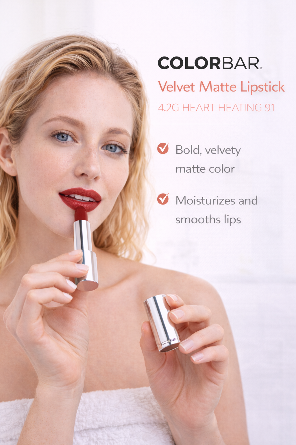 COLORBAR VELVET MATTE LIPSTICK 4.2G HEART HEATING 91 - Kunchals