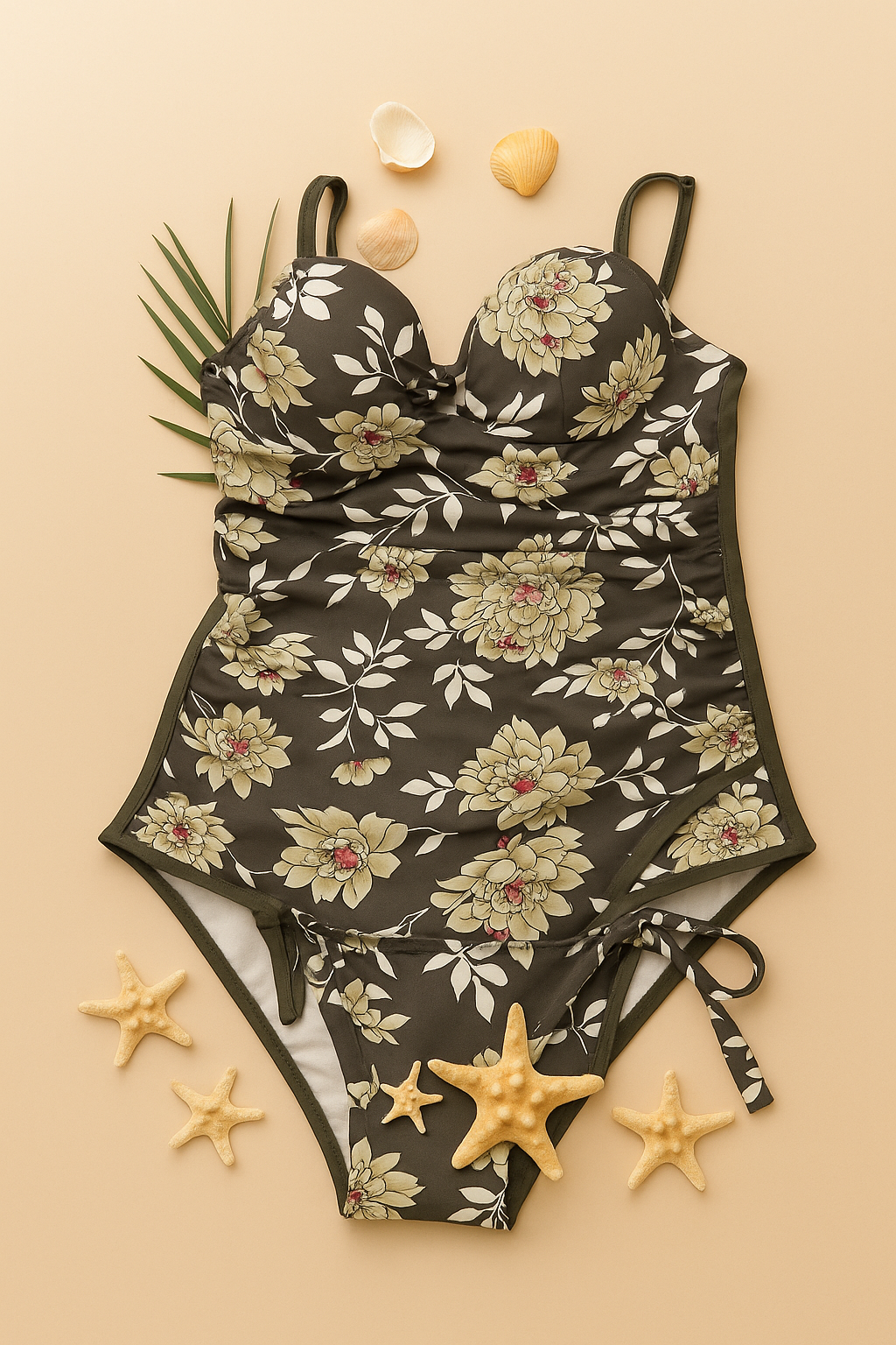 Olive Blossom One-Piece Swimsuit