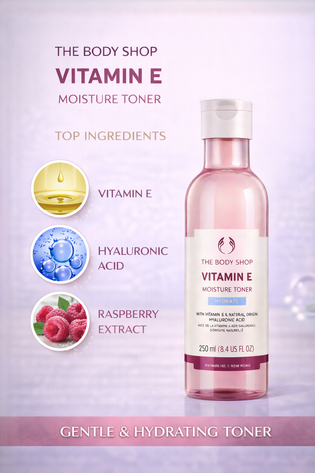 THE BODY SHOP VITAMIN E MOISTURE TONER HYDRATE 250ML - Kunchals
