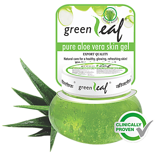 Green Leaf Pure Aloe Vera Skin Gel - With Natural Actives, For Healthy & Glowing Skin, 120 g
