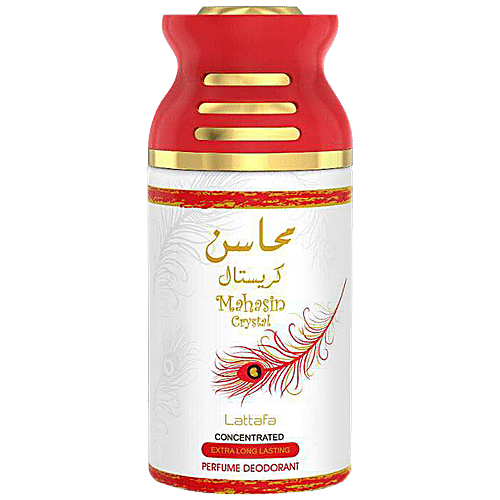 Lattafa Mahasin Crystal  Deodorant - Imported, Long Lasting, Perfumed Body Spray, For Men & Women, 250 ml