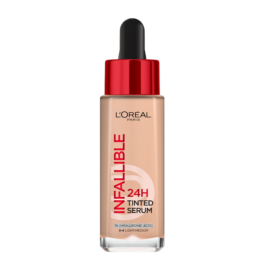 L'Oreal Paris Infallible 24H Tinted Serum Foundation – 3-4 Light Medium, 30ml.