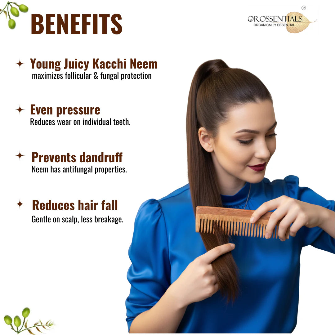 OROSSENTIALS KACCHI NEEM WOOD COMB ORO-008 - Kunchals
