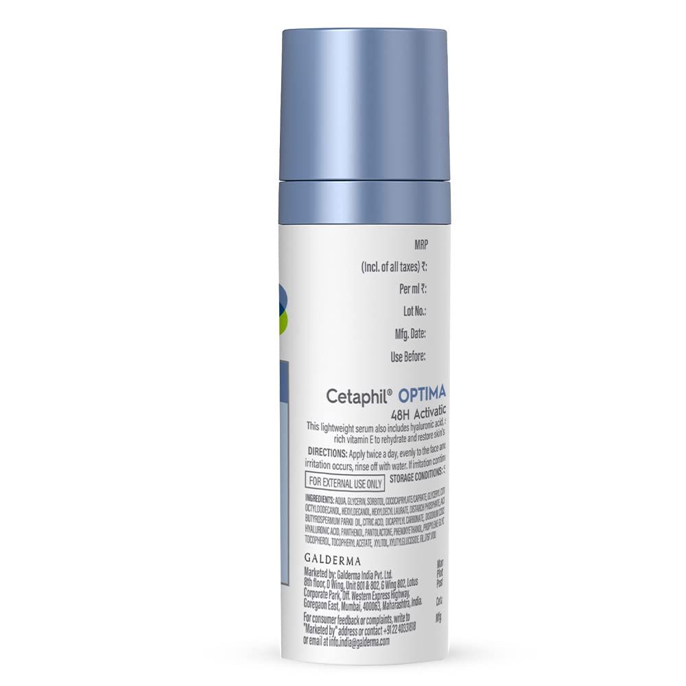 Cetaphil Optimal Hydration Lightweight Serum 30 ml | Fast absorbing | Hyaluronic Acid, Blue Daisy extract, Vitamin B5 | Dermatologist Recommended for Sensitive Skin