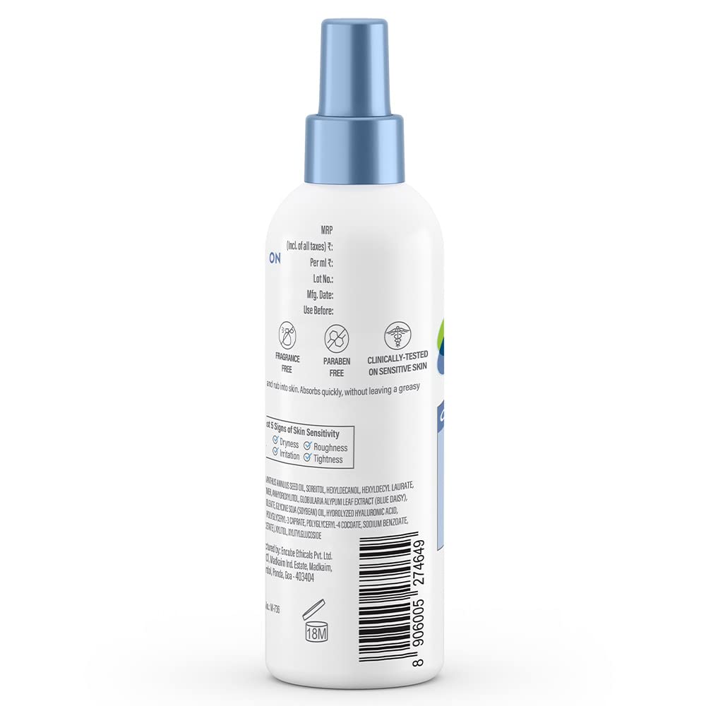 Cetaphil Optimal Hydration Body Spray Moisturizer 207ml | Lightweight moisturizer & non-greasy | Hyaluronic Acid, Sunflower Oil, Blue Daisy extract