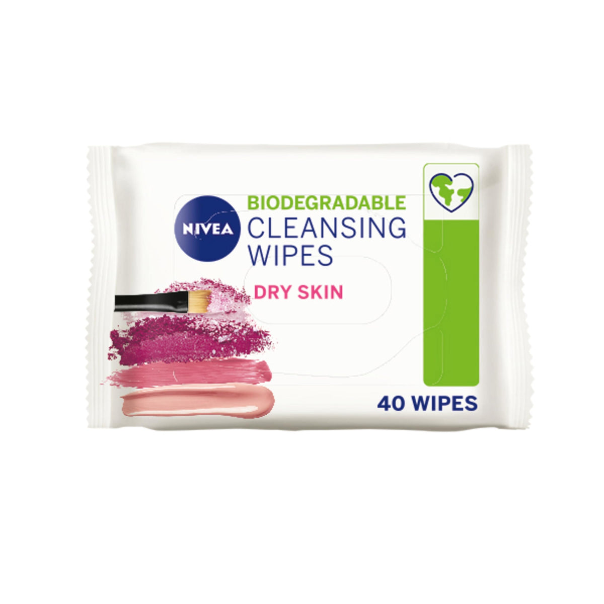 NIVEA 3-in-1 Biodegradable Cleansing Wipes for Dry Skin (40 Count Pack)