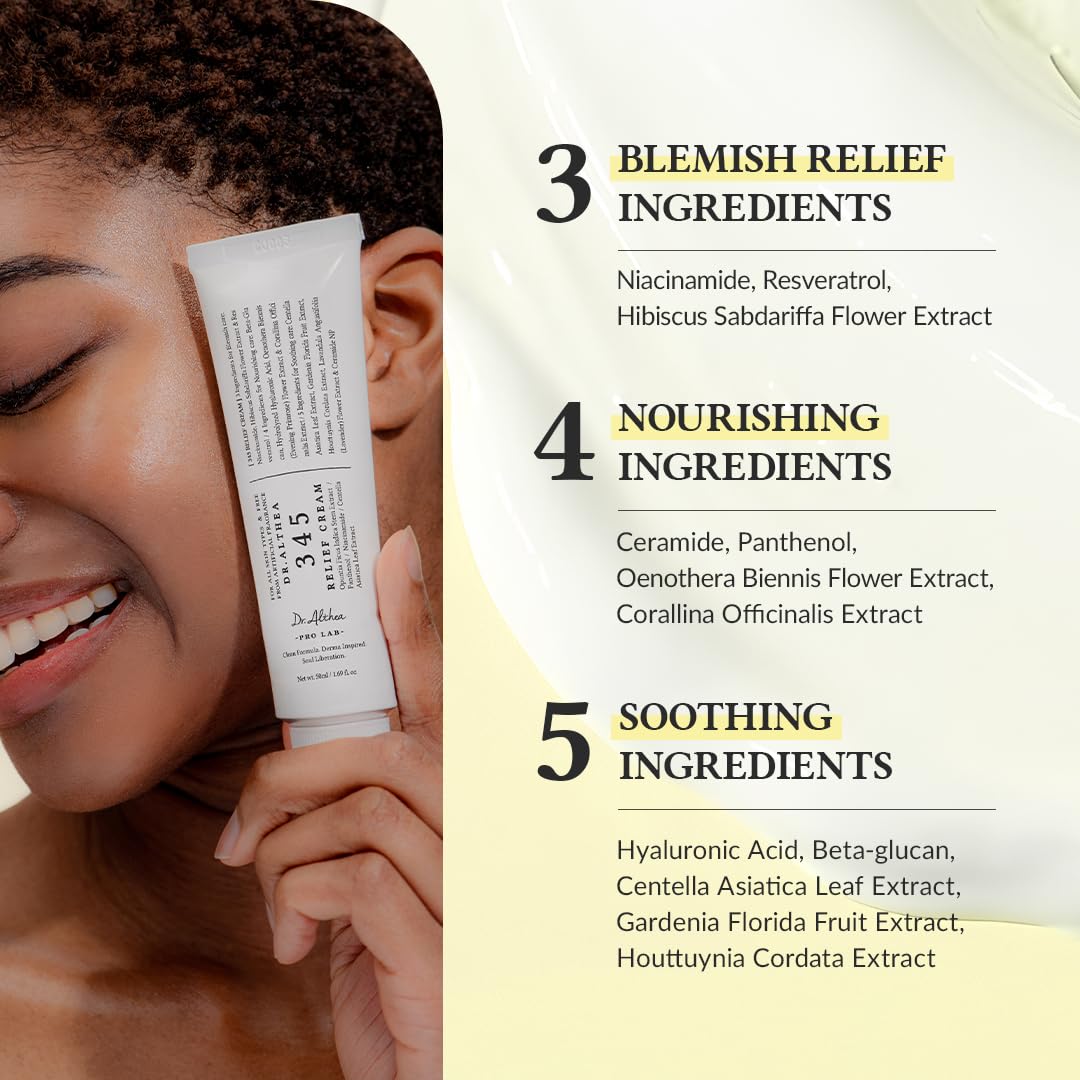 Dr.Althea 345 Relief Cream | Daily Face Moisturizer | Blemish Relief Care | Soothing Recovery & Moisture with Niacinamide, Panthenol