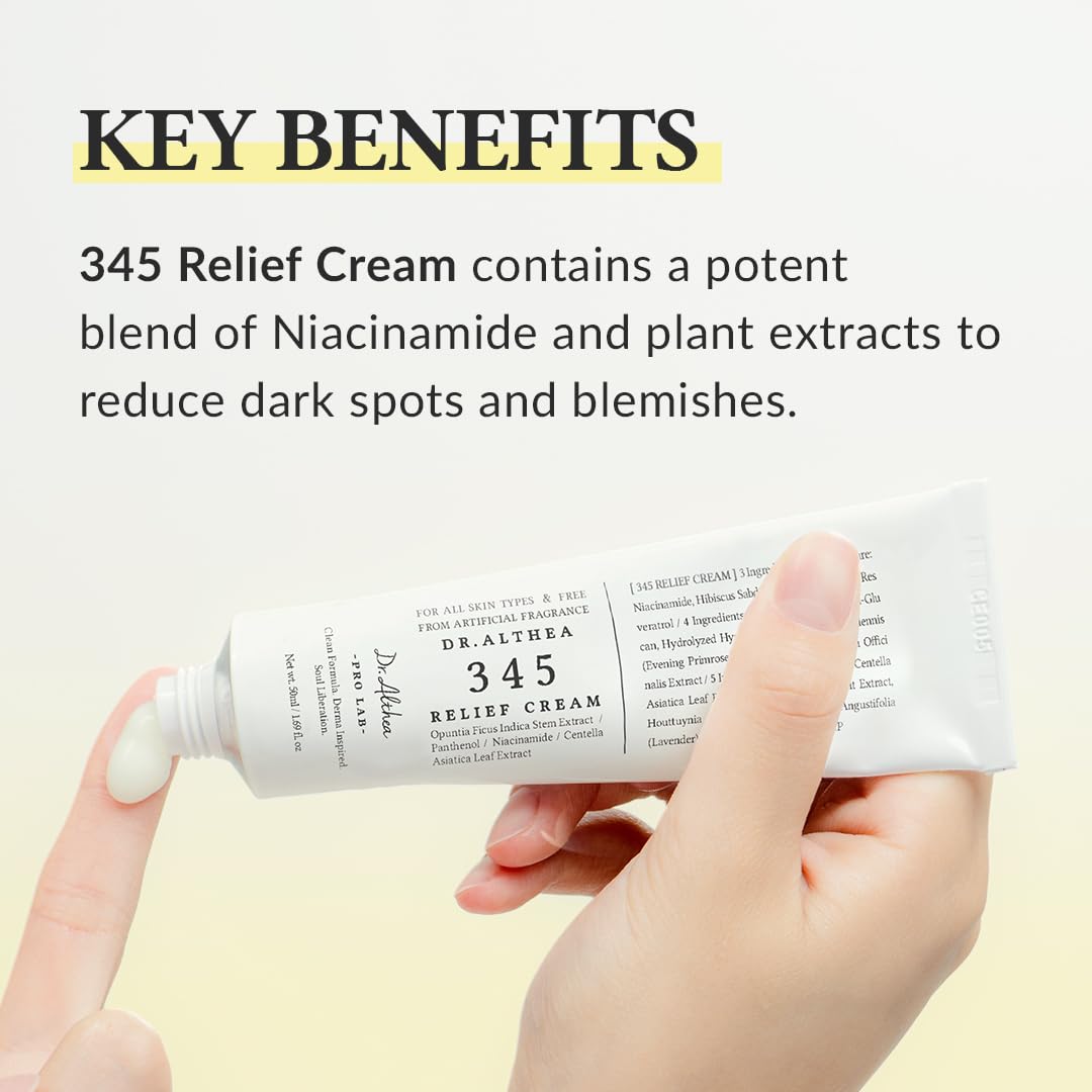 Dr.Althea 345 Relief Cream | Daily Face Moisturizer | Blemish Relief Care | Soothing Recovery & Moisture with Niacinamide, Panthenol
