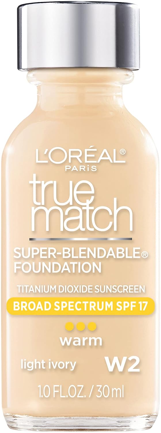 L'Oréal Paris True Match Super-Blendable Liquid Foundation in the shade Light Ivory (W2) - (30 ml).