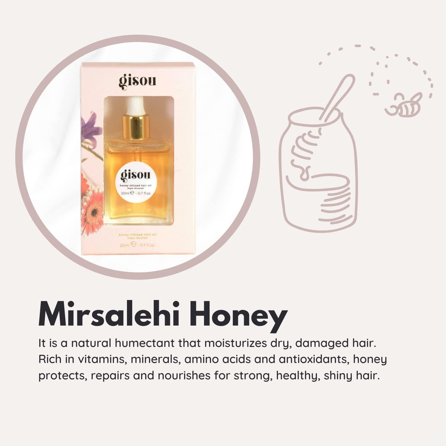 Gisou Travel Size Honey Infused Hair Oil 0.7oz 20 Ml